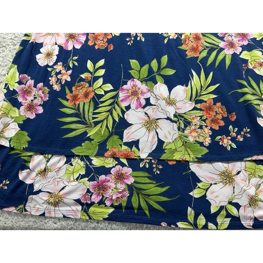 J. Jill Blue Floral Tank Sleeveless Shift Dress Size L Tropical Casual Women - Picture 9 of 9